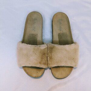 Splendid Tan Faux Fur Slide Sandals Women's Size 11/12